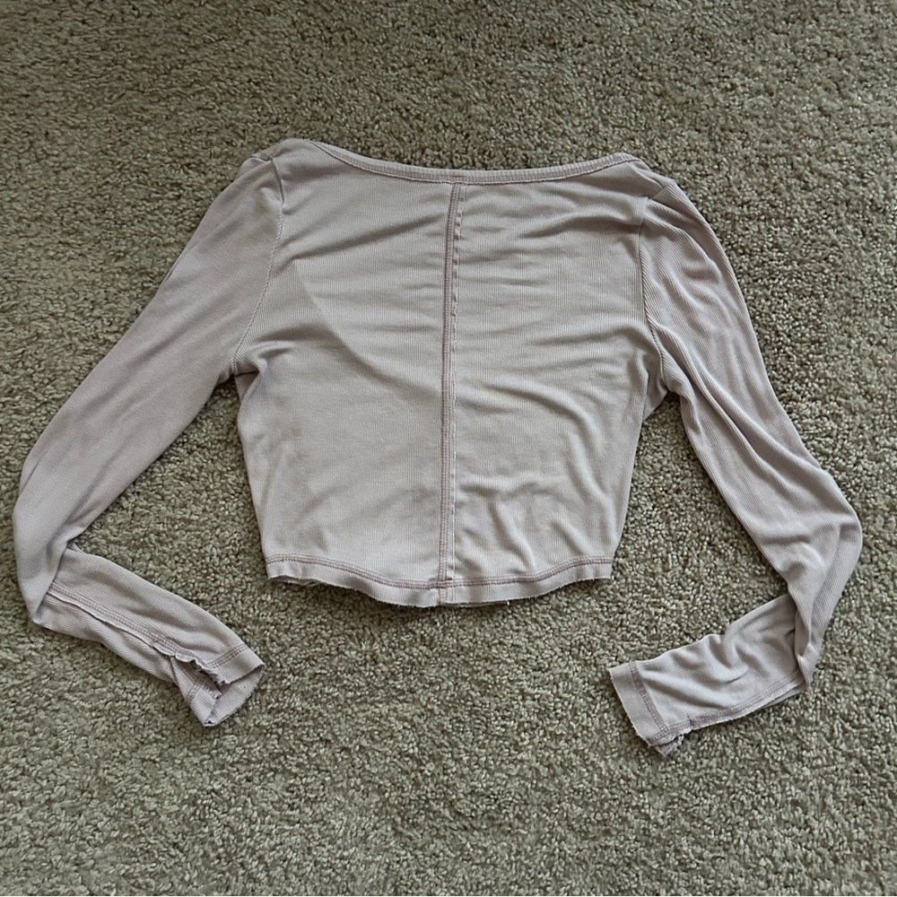 Urban Outfitters Out From Under Mauve Long Sleeve Button Front Crop Top Medium - Picture 4 of 9